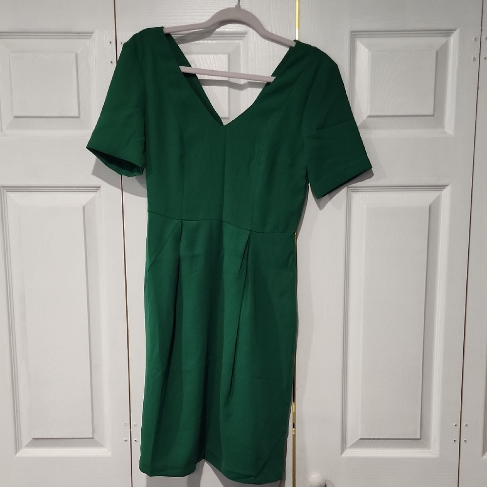 H&M Emerald Green V-Neck Midi Dress